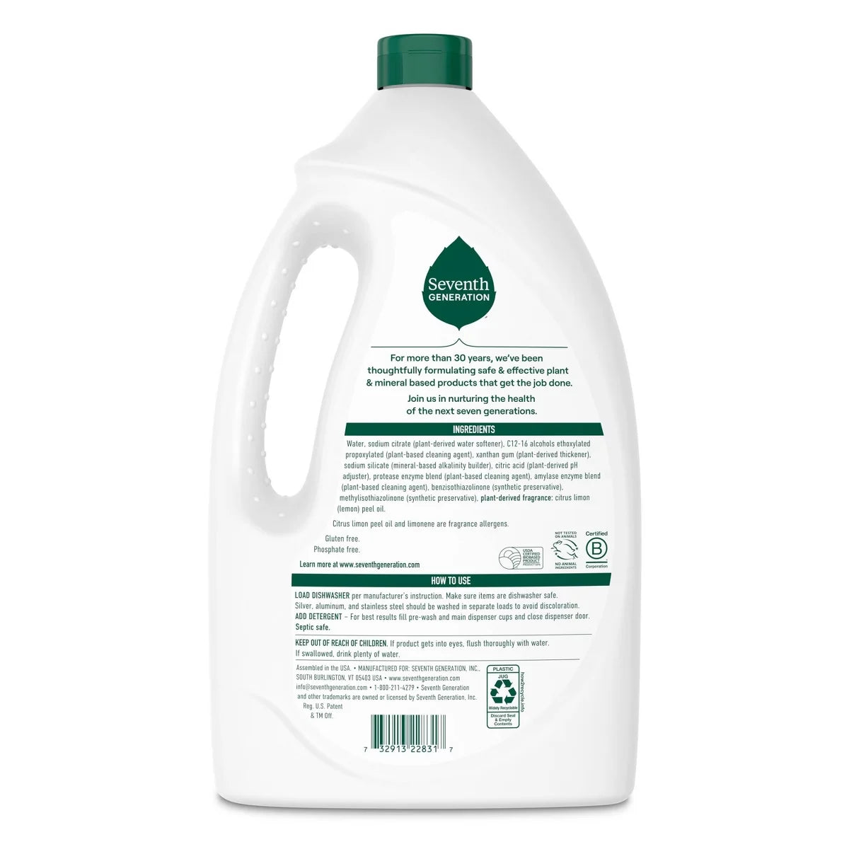 Seventh Generation Lemon Dishwasher Detergent Gel - 70oz: Contains Naturally Derived Ingredients, Dye-Free