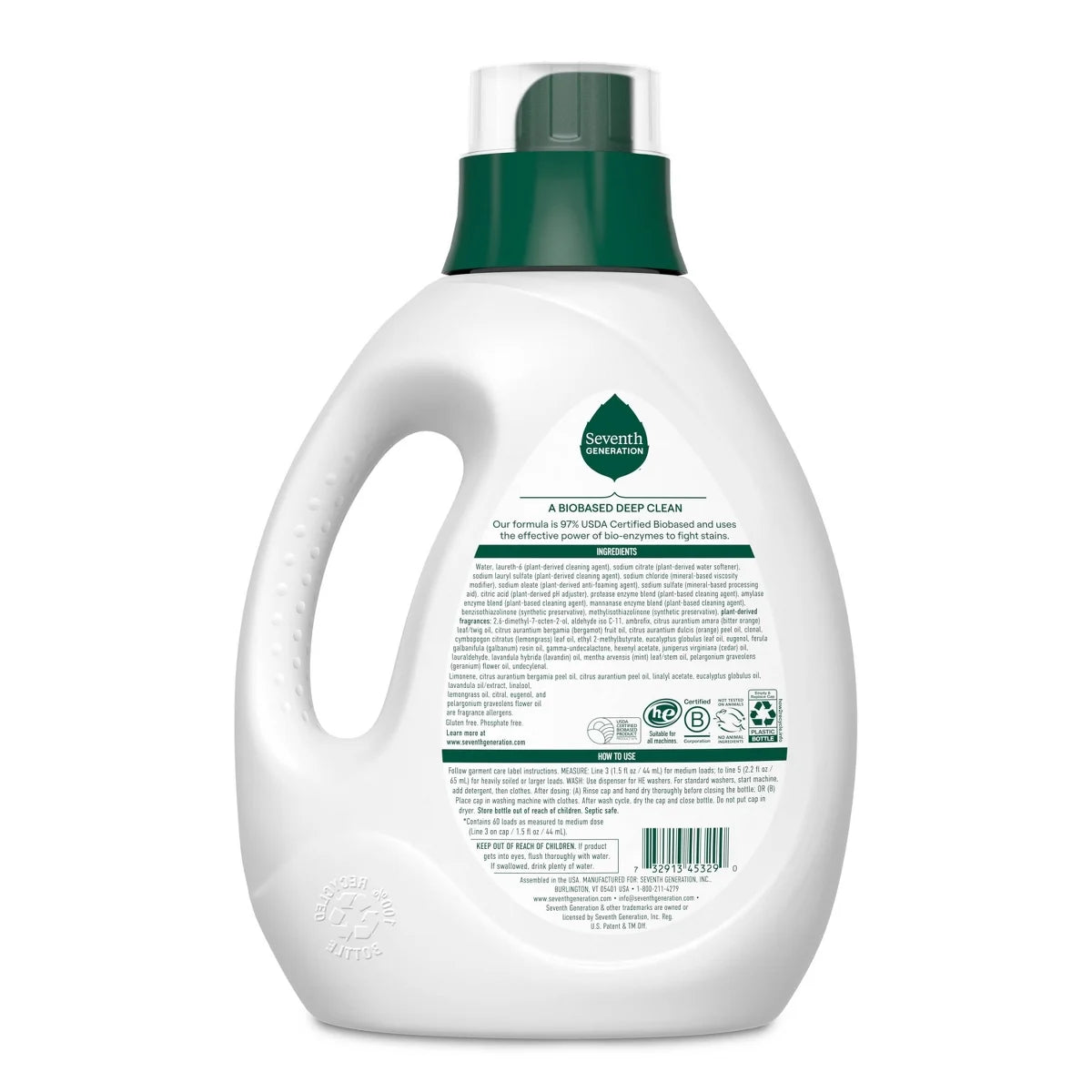 Seventh Generation Liquid Laundry Detergent 60 Loads - Fresh Scent - 90 fl oz: Phosphate-Free, Animal By-Product-Free