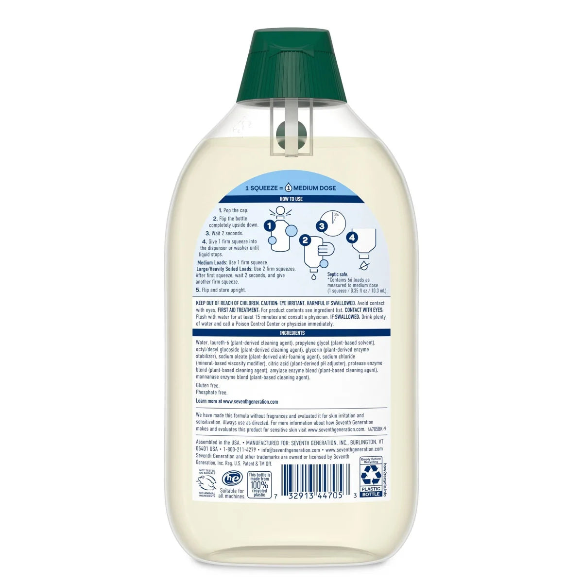 Seventh Generation Free & Clear Ultra-Concentrated 66-Loads Laundry Detergent – 23.1 fl oz