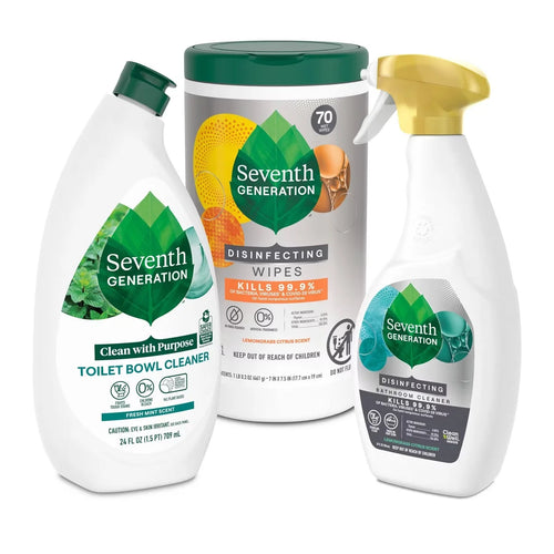 Seventh Generation 70ct Lemongrass Citrus Disinfecting Wipes + 24oz Mint Toilet Bowl Cleaner + 26oz Lemongrass Citrus Disinfecting Bathroom Cleaner