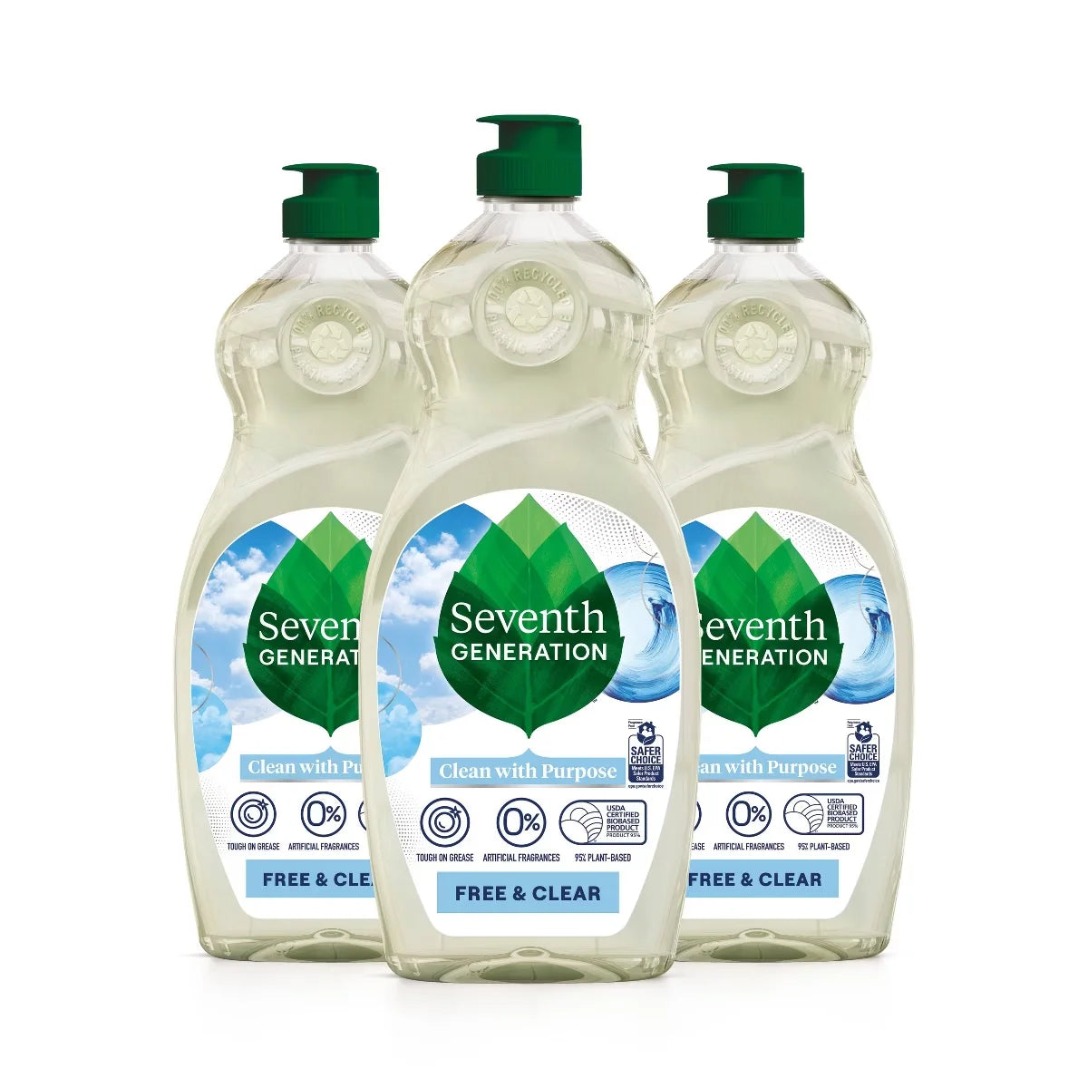 Seventh Generation 3 Pack/19 fl oz Each Free & Clear Liquid Dish Soap
