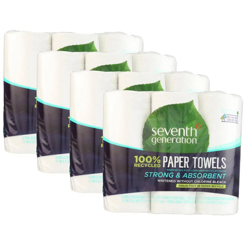 Seventh Generation 100% Recycled White Paper Towels - Case of 4/6 pack, 140 sheets
