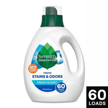 Seventh Generation Liquid Laundry Detergent 60 Loads - Fresh Scent - 90 fl oz: Phosphate-Free, Animal By-Product-Free