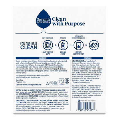 Seventh Generation Free & Clear Natural Dishwasher Detergent Packs - 45ct