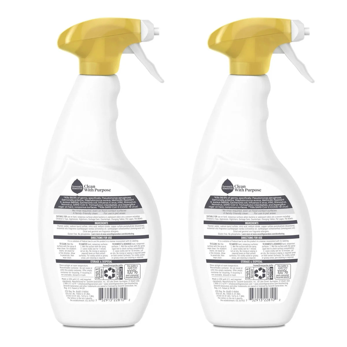 Seventh Generation 2pk/26oz Each Lemongrass Citrus Disinfecting Multi-Surface Cleaner