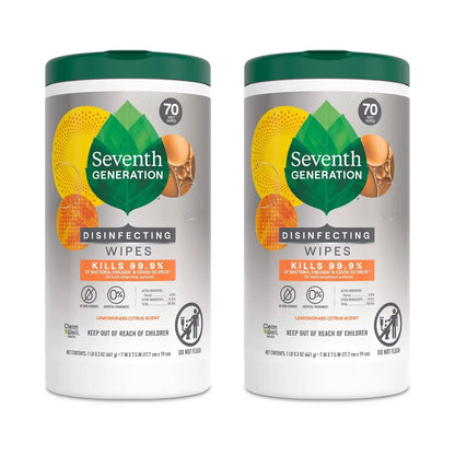 Seventh Generation Lemongrass Citrus Disinfecting Wipes - 70ct Each