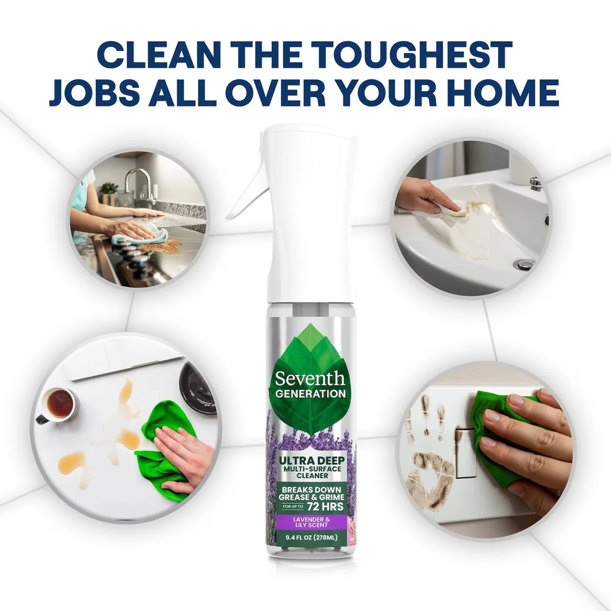 Seventh Generation Lavender Ultra Deep Multi Surface All Purpose Cleaners - 9.4 fl oz: Spray Bottle, Liquid Cleaner, Mirrors & Countertops