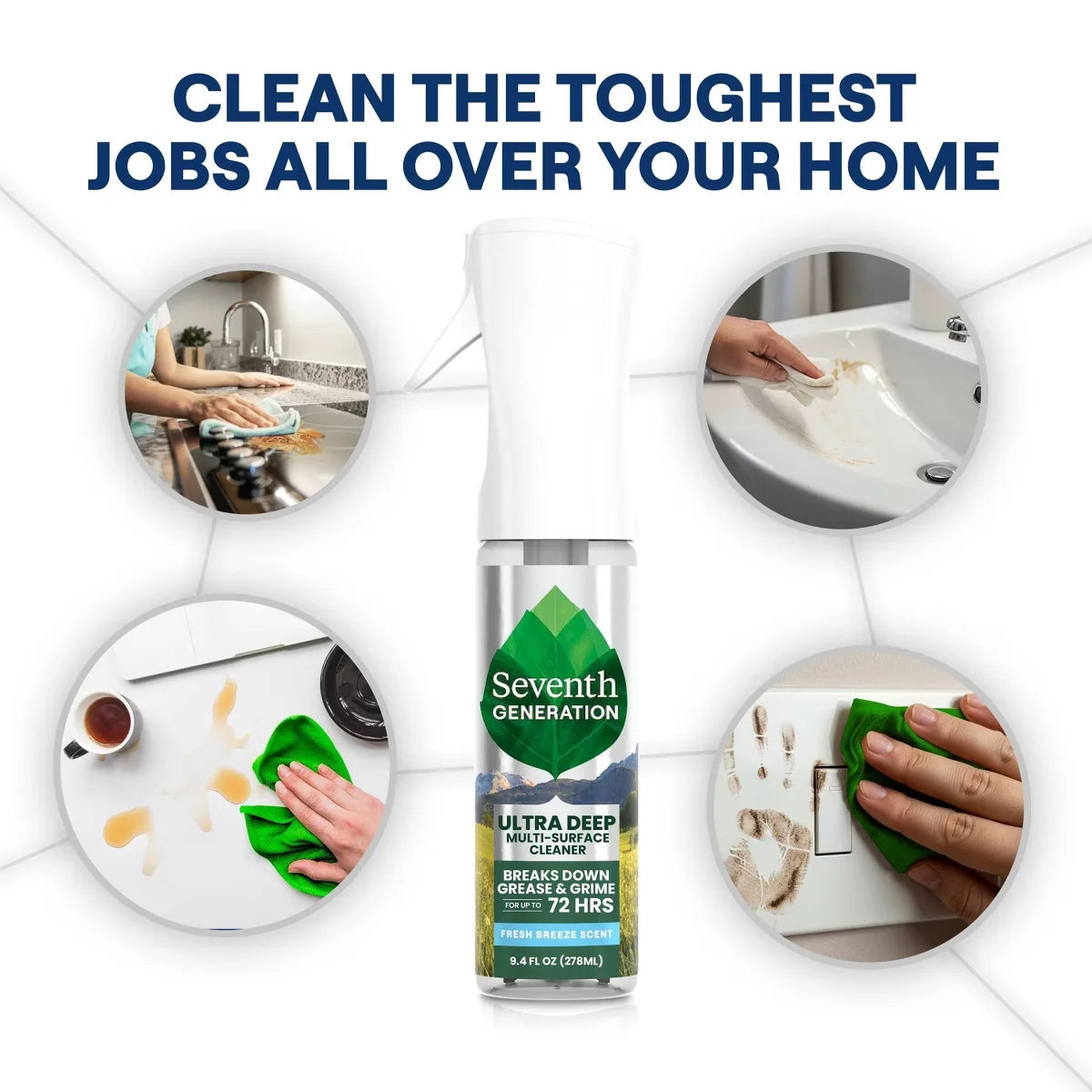 Seventh Generation Fresh Ultra Deep Multi Surface All Purpose Cleaners - 9.4 fl oz: Liquid, Spray Bottle, Mirrors, Granite