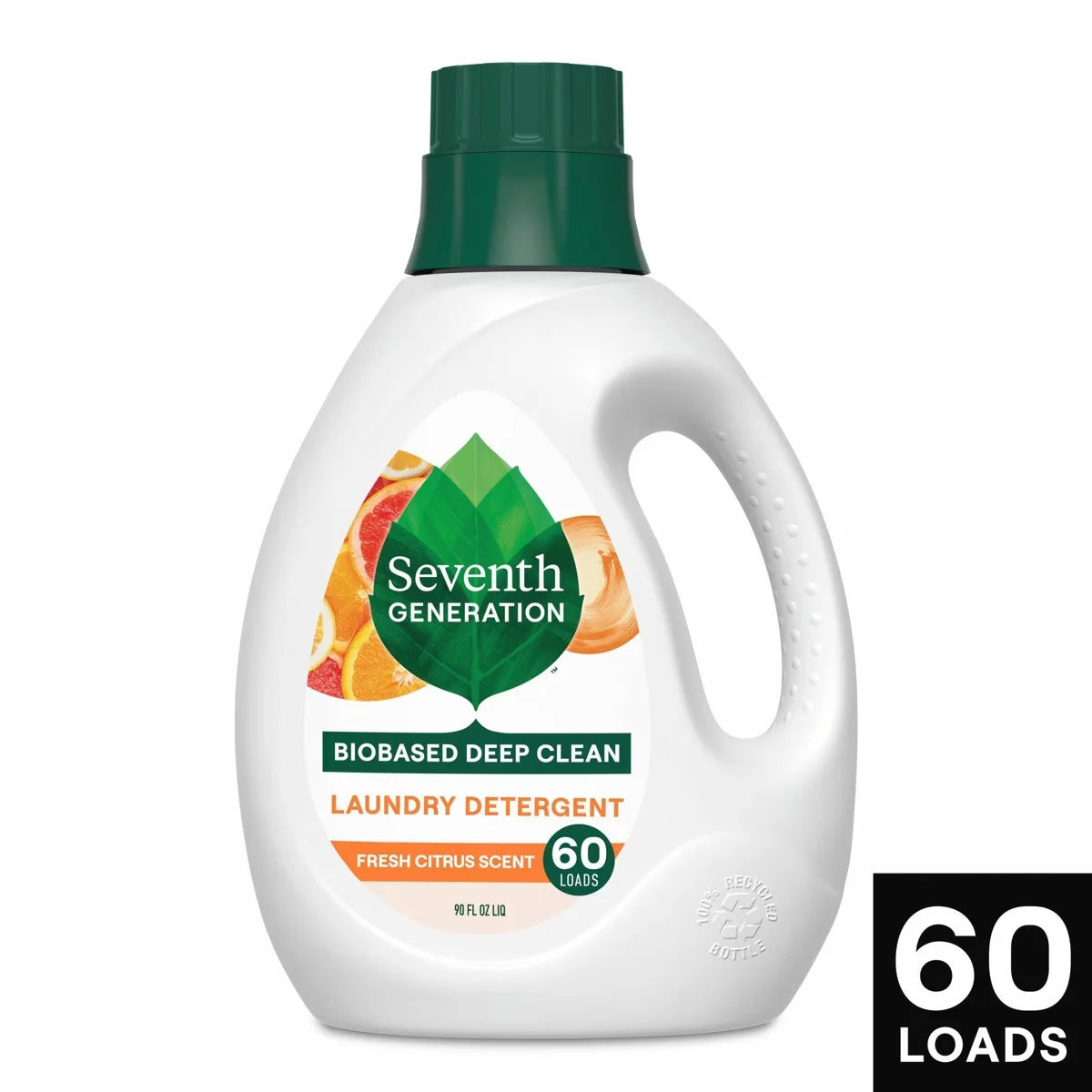 Seventh Generation Liquid Laundry Detergent Soap - Fresh Citrus Scent - 60 Loads - 90 fl oz: Dye-Free, Phosphate-Free, Animal By-Product-Free