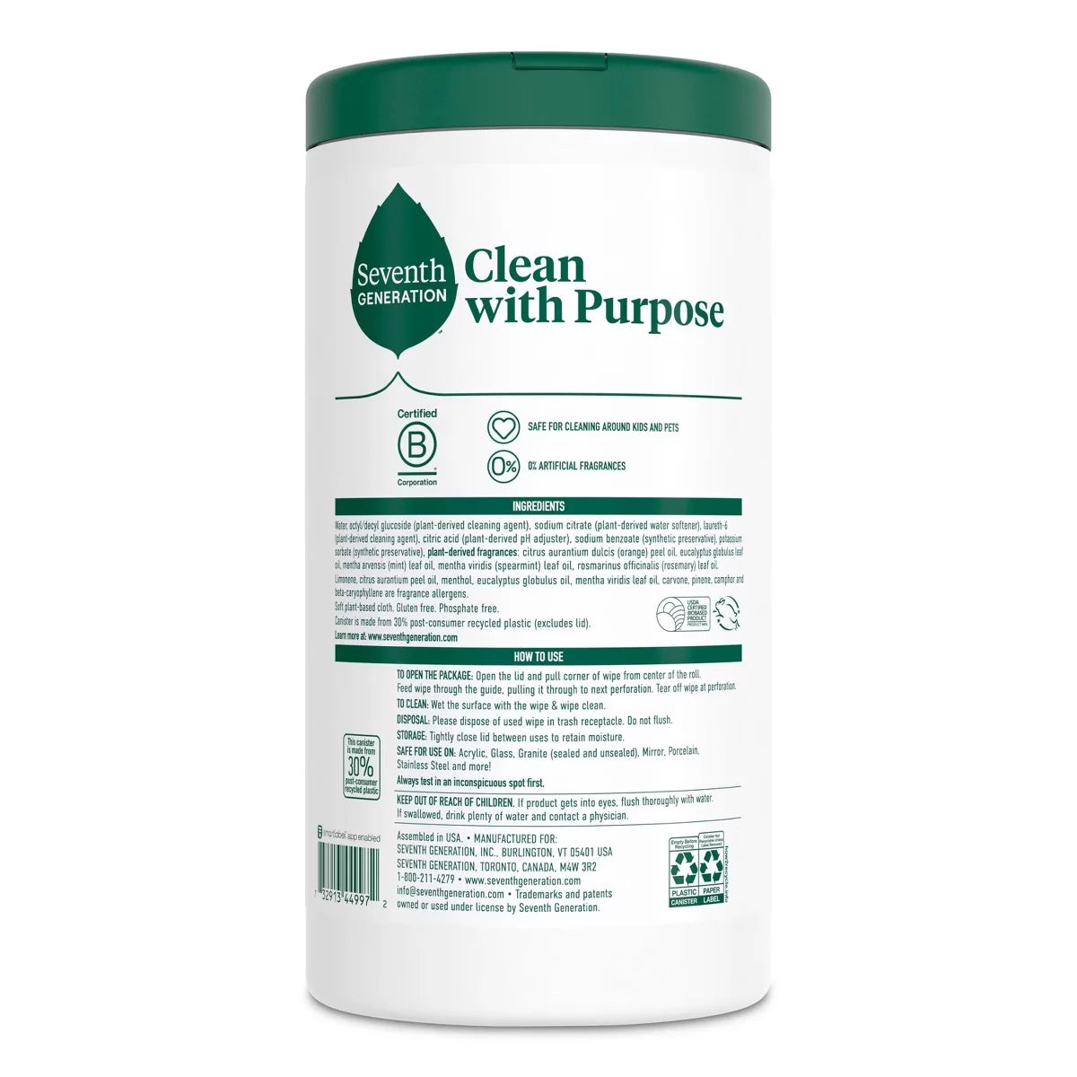 Seventh Generation Garden Mint Multi-Surface Cleaning Wipes - 70ct