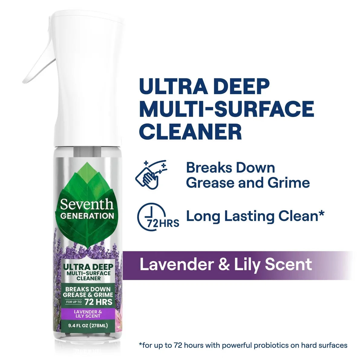 Seventh Generation Lavender Ultra Deep Multi Surface All Purpose Cleaners - 9.4 fl oz: Spray Bottle, Liquid Cleaner, Mirrors & Countertops