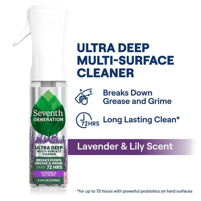 Seventh Generation Lavender Ultra Deep Multi Surface All Purpose Cleaners - 9.4 fl oz: Spray Bottle, Liquid Cleaner, Mirrors & Countertops