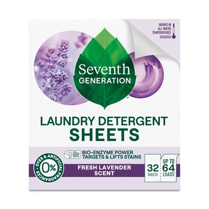 Seventh Generation Laundry Detergent Sheets - Fresh Lavender - 32ct: Box, Dye-Free, 64 Uses