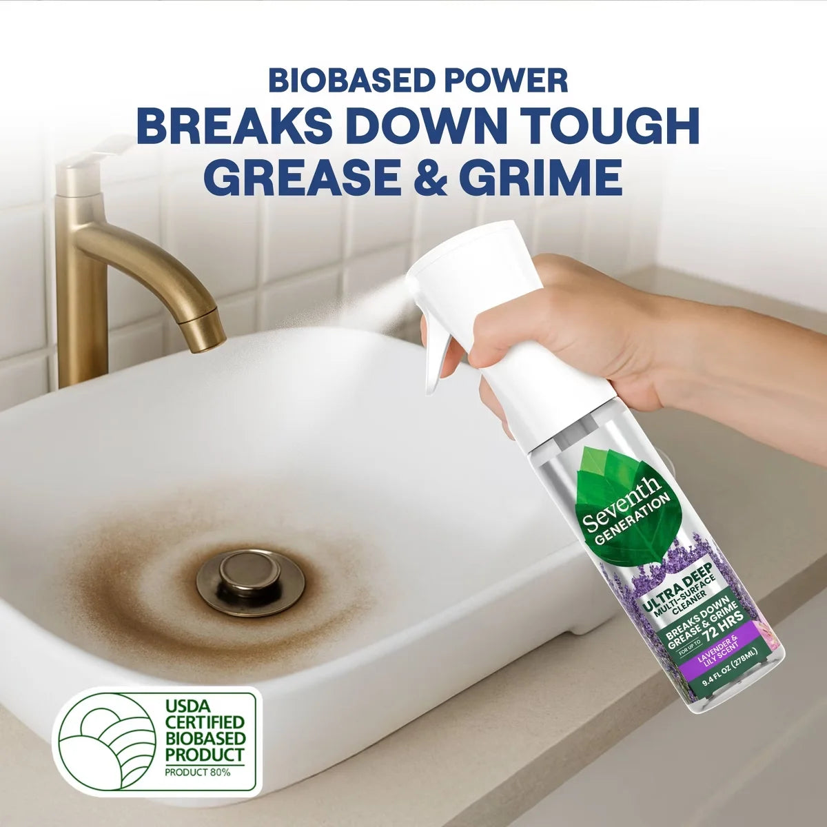 Seventh Generation Lavender Ultra Deep Multi Surface All Purpose Cleaners - 9.4 fl oz: Spray Bottle, Liquid Cleaner, Mirrors & Countertops