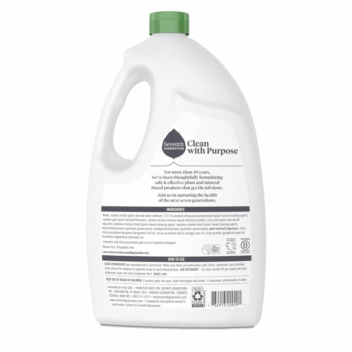 Seventh Generation Ultra Power Plus Dishwasher Detergent Gel - 4lb: Dye-Free, Phosphate-Free, Citrus Scent