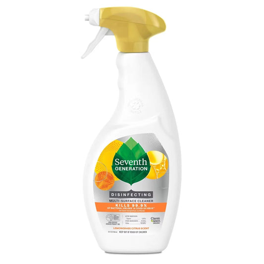 Seventh Generation Lemongrass Citrus Disinfecting Multi-Surface Cleaner - 26oz: Phosphate-Free, Liquid Spray