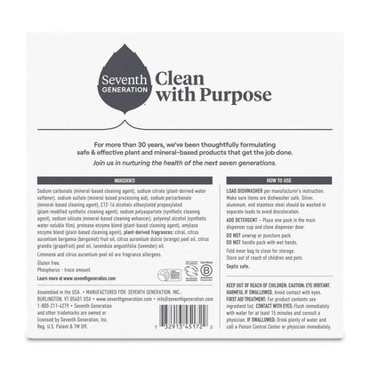 Seventh Generation Fresh Citrus Natural Power Plus Dishwasher Detergent Packs