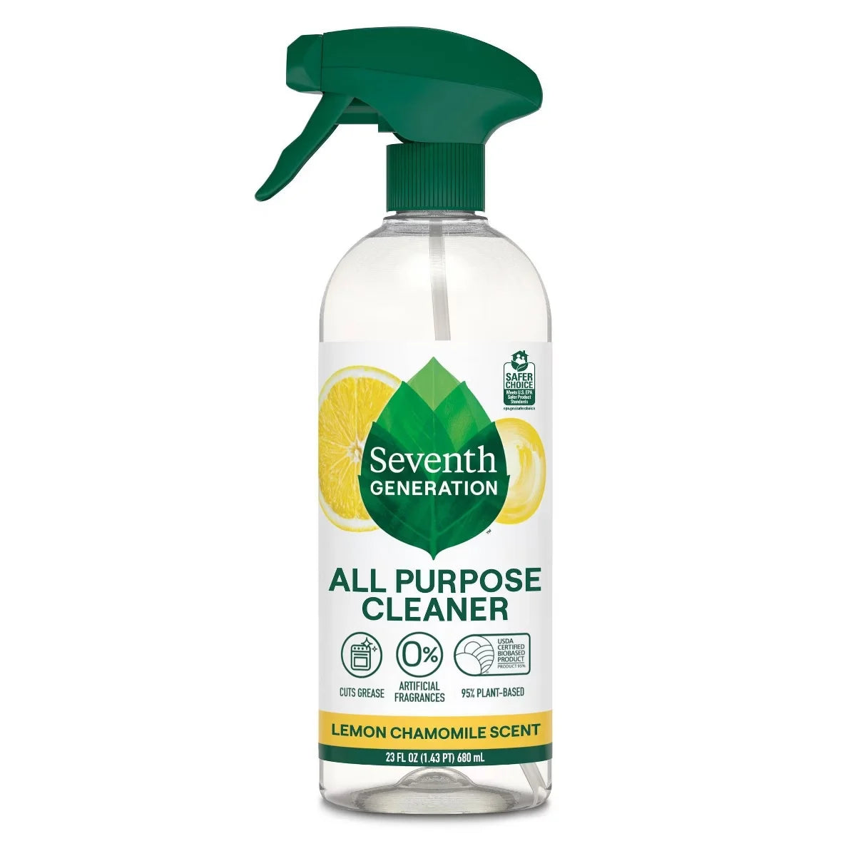 Seventh Generation Lemon All Purpose Cleaner Spray - 23 fl oz: Dye-Free, Phosphate-Free, Artificial Fragrance-Free