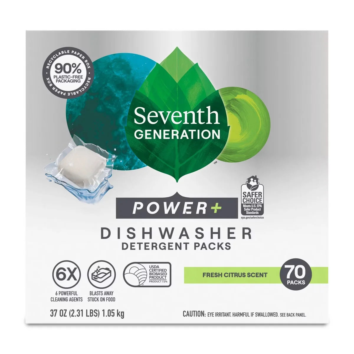 Seventh Generation Fresh Citrus Natural Power Plus Dishwasher Detergent Packs