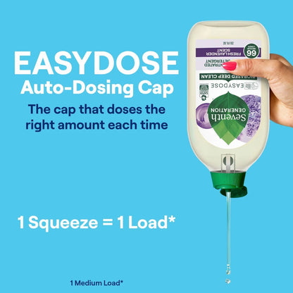 Seventh Generation EasyDose Ultra Concentrated 66-Loads Laundry Detergent Lavender-23.1 fl oz: Dye-Free, Animal By-Product-Free, Naturally Derived
