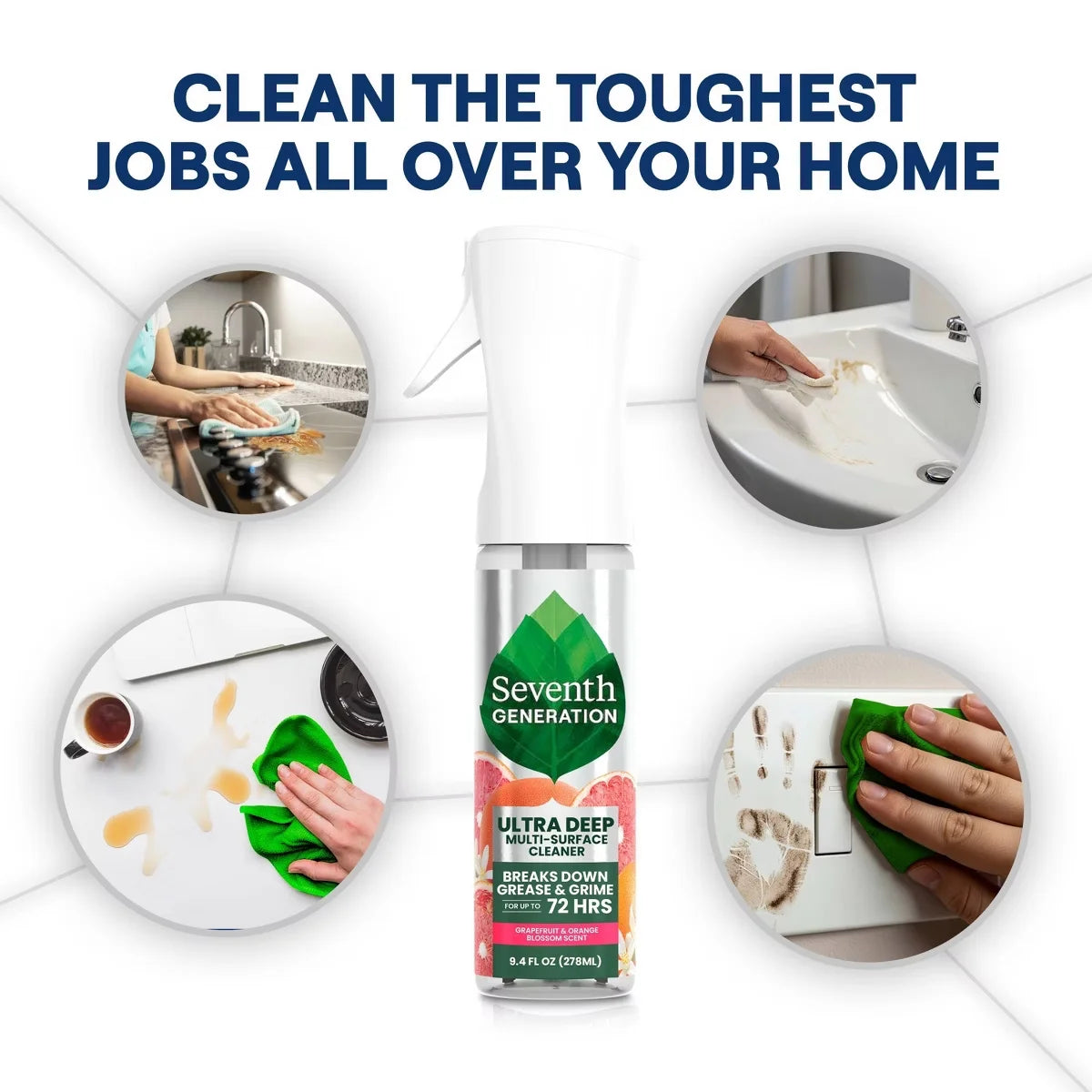 Seventh Generation Grapefruit Ultra Deep Surface All Purpose Cleaners - 9.4 fl oz: Spray Bottle, Liquid Form, Mirrors & Countertops