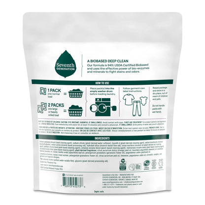 Seventh Generation Laundry Detergent Packs Fresh Lavender - 45ct/31.7oz: Resealable Bag, Hypoallergenic, Phosphate-Free