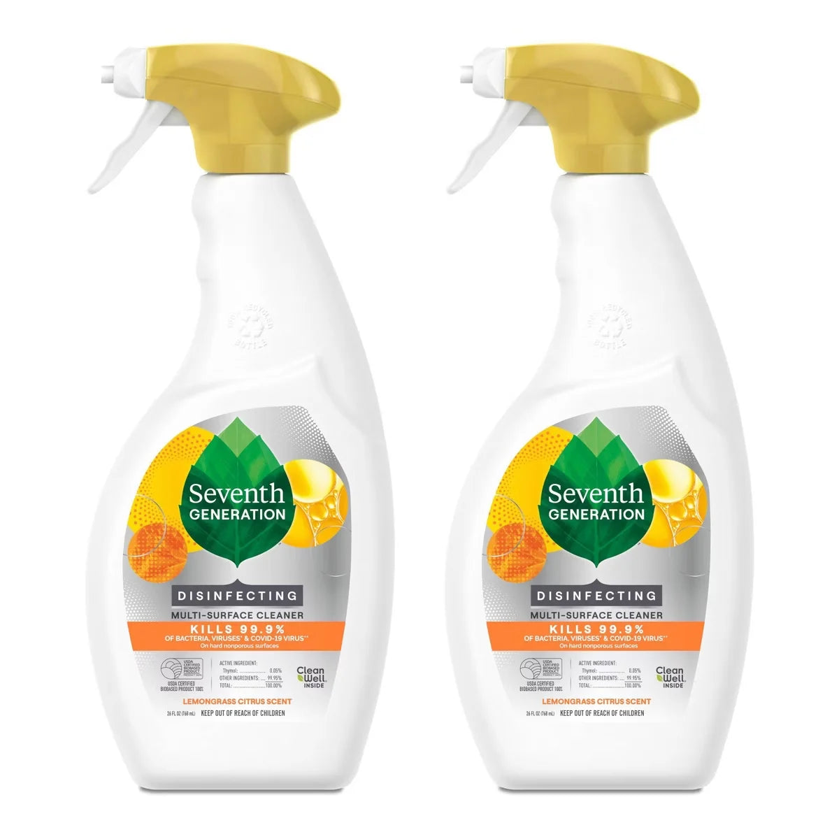 Seventh Generation 2pk/26oz Each Lemongrass Citrus Disinfecting Multi-Surface Cleaner