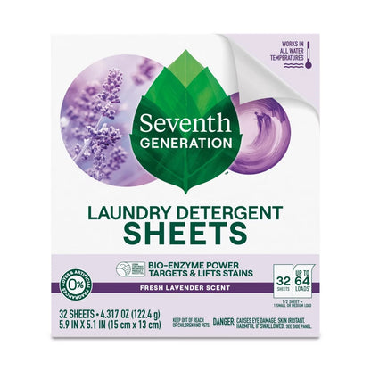 Seventh Generation Laundry Detergent Sheets - Fresh Lavender - 32ct: Box, Dye-Free, 64 Uses