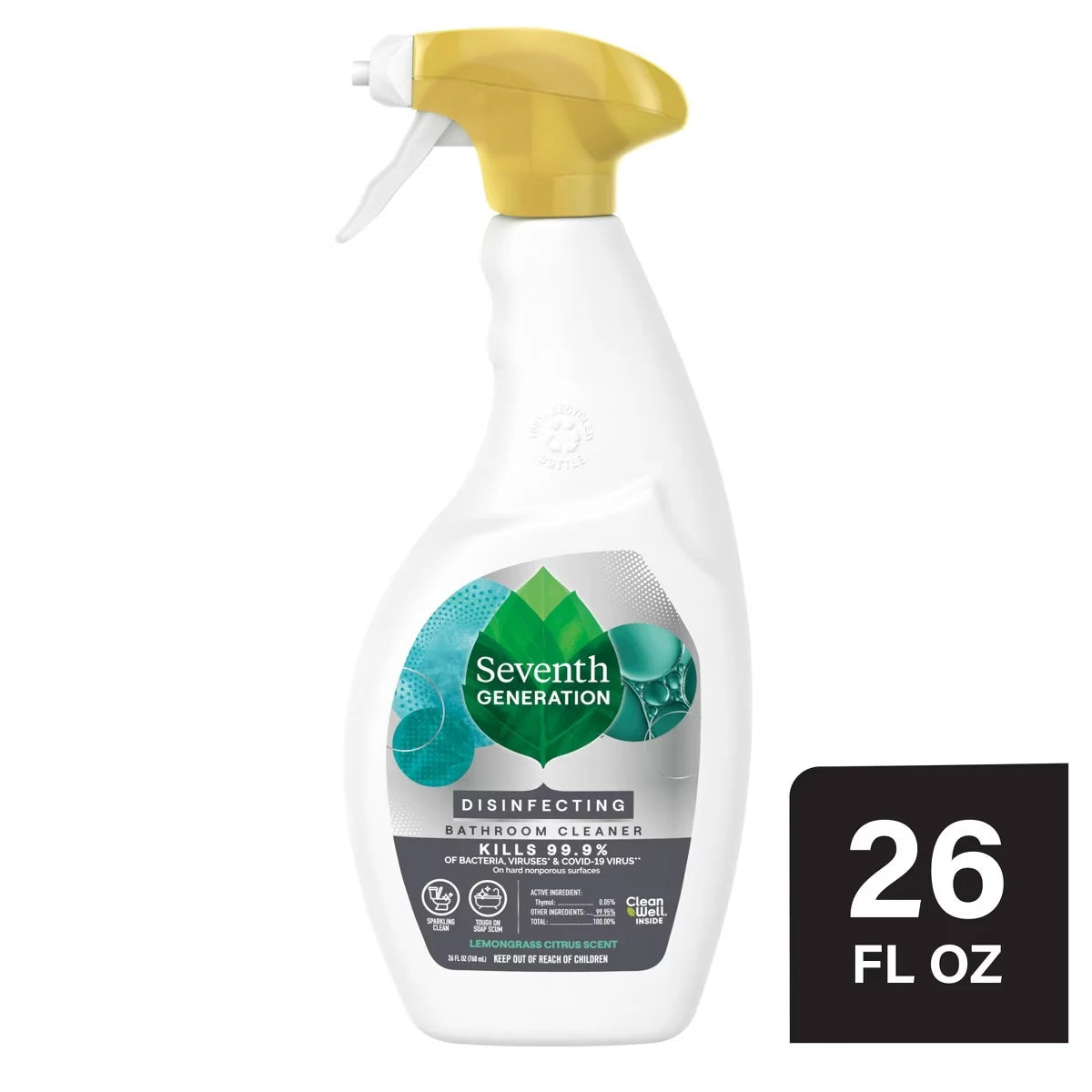 Seventh Generation Lemongrass Citrus Disinfecting Bathroom Cleaner - 26oz