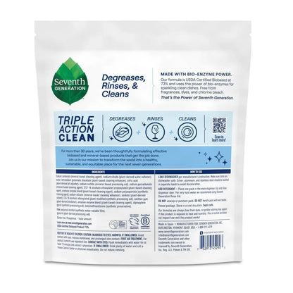 Seventh Generation Triple Action Clean Dishwasher Detergent Packets - 38ct: No Fragrance Added, Dye-Free, Bleach-Free