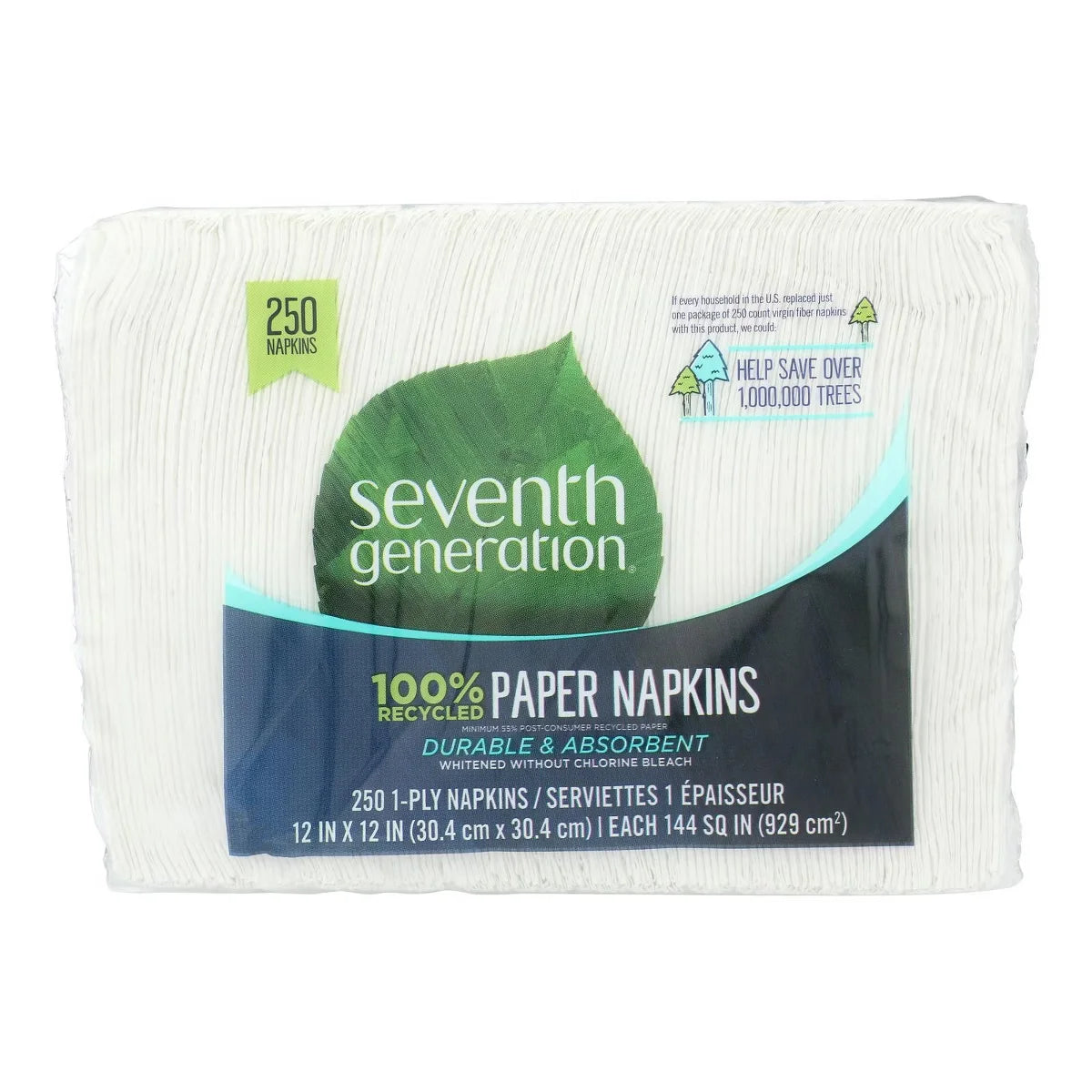 Seventh Generation Recycled White Paper Napkins - Case of 12/250 ct