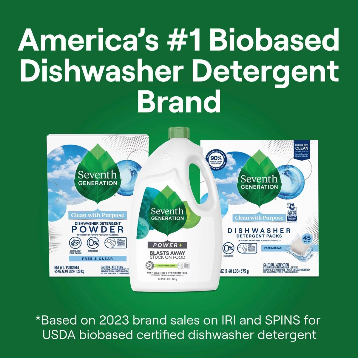 Seventh Generation Ultra Power Plus Dishwasher Detergent Gel - 4lb: Dye-Free, Phosphate-Free, Citrus Scent