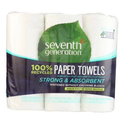 Seventh Generation 100% Recycled White Paper Towels - Case of 4/6 pack, 140 sheets