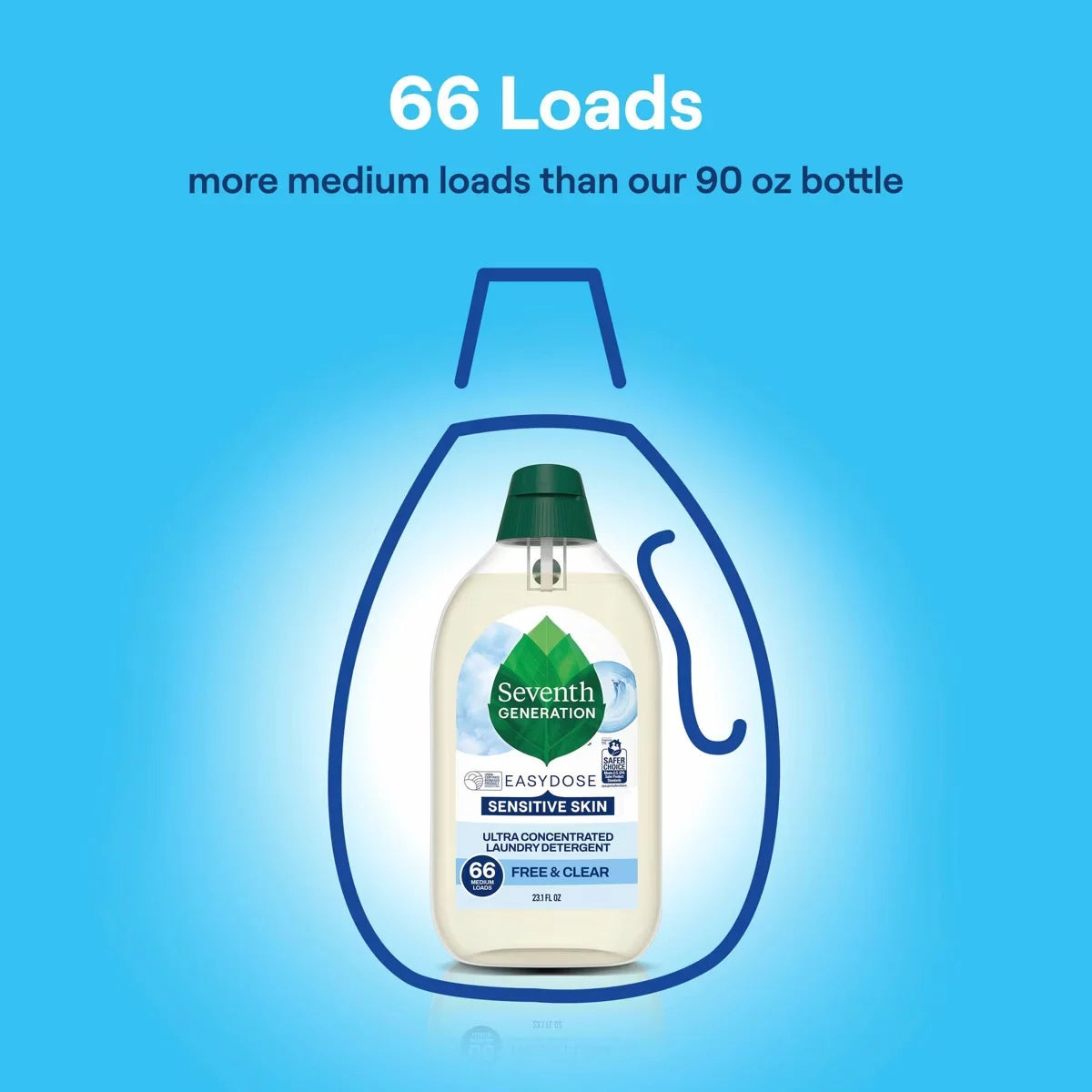 Seventh Generation Free & Clear Ultra-Concentrated 66-Loads Laundry Detergent – 23.1 fl oz