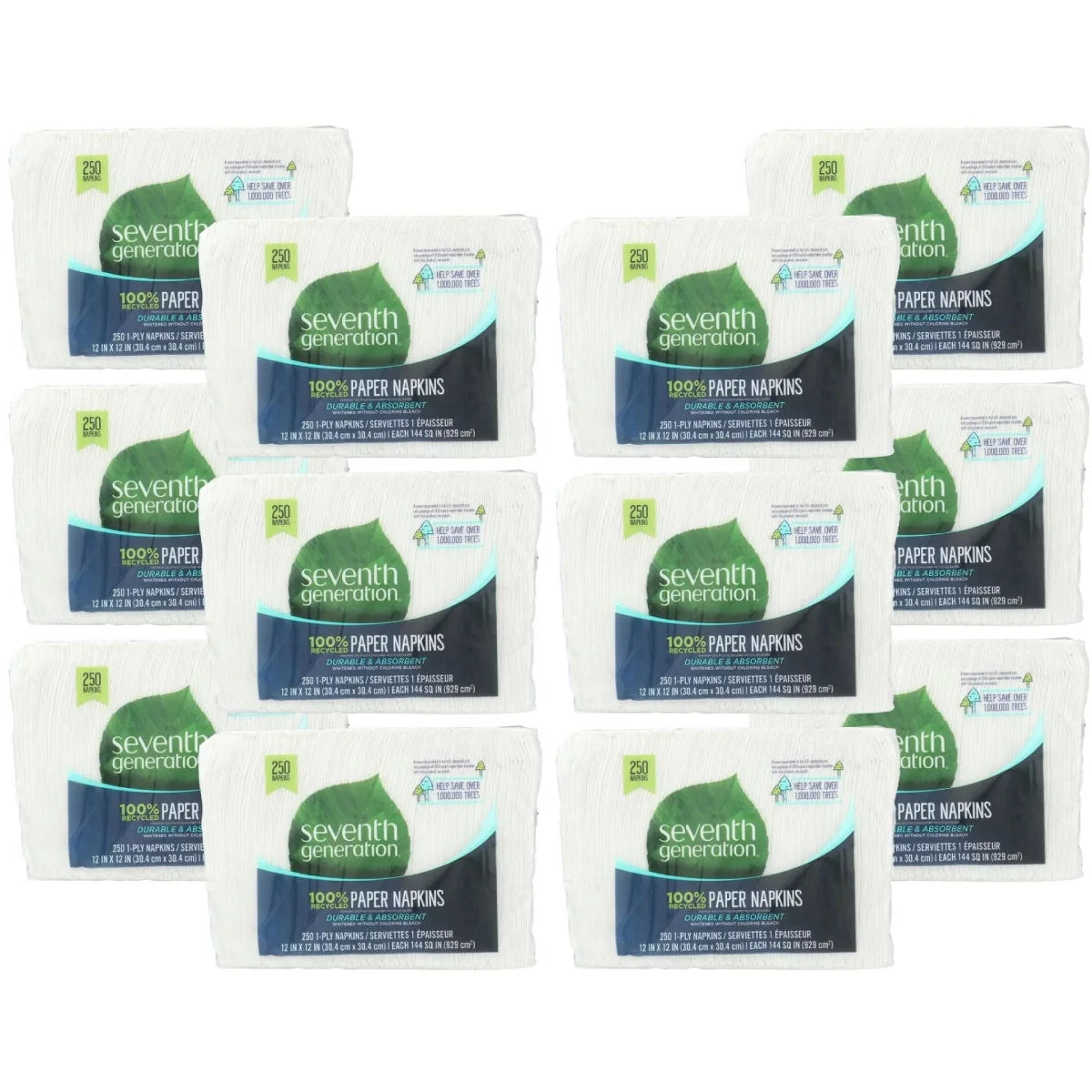 Seventh Generation Recycled White Paper Napkins - Case of 12/250 ct
